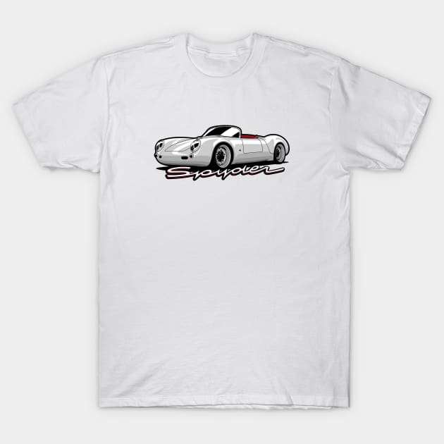 Silver Spyder 550 Vintage Car T-Shirt by KaroCars